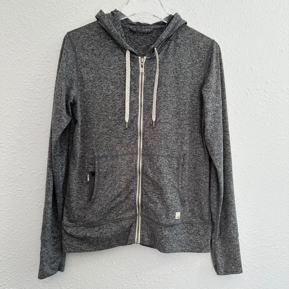 Vuori Halo Performance Hoodie Women Small Heather Grey Full Zip Athleisure